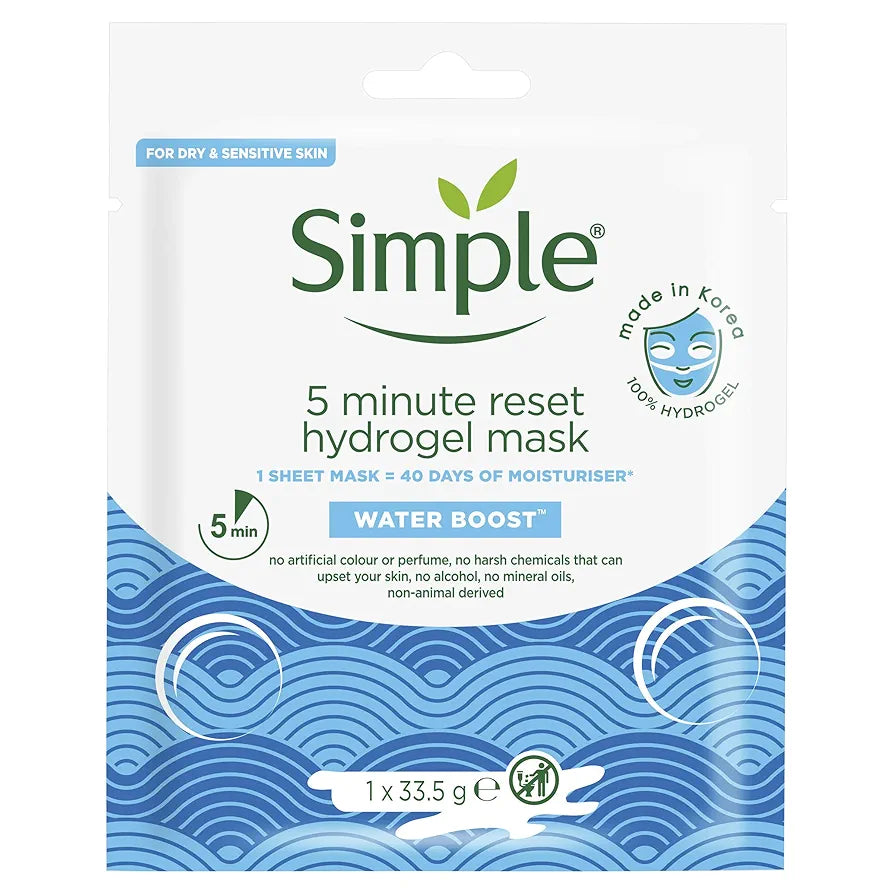 Simple water boost 5 Minute Reset Hydrogel sheet mask